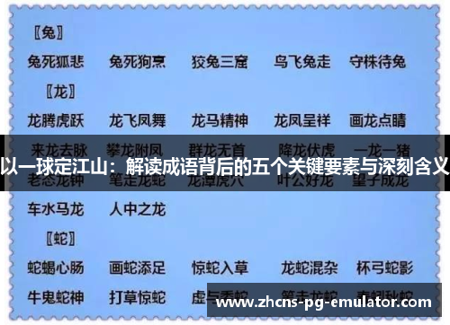 以一球定江山：解读成语背后的五个关键要素与深刻含义